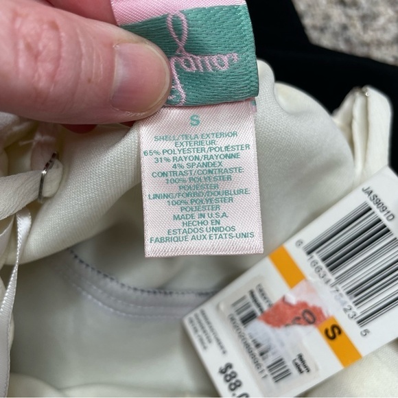 Aqua Black White Spaghetti Strap Ruffle Top Mini Dress Small NWT - Picture 6 of 10